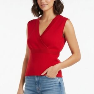 Dress Barn Red Sleeveless V-Neck Top Size 1X